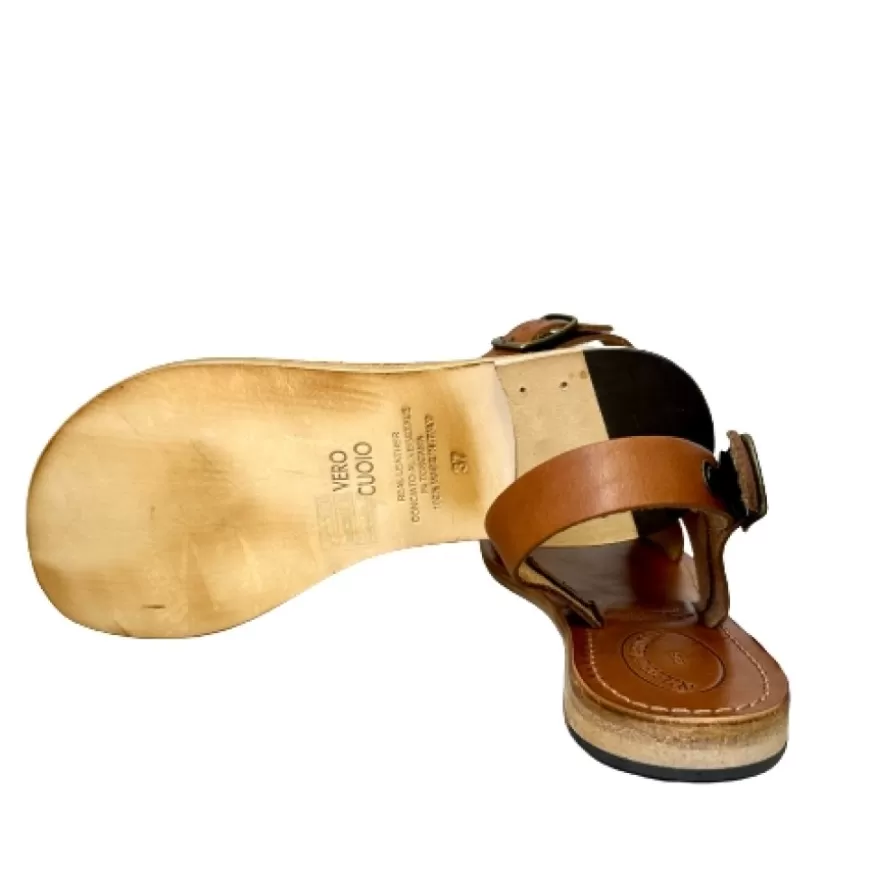 Donna CAMARRI CALZATURE Scarpe Donna | Sandalo In Pelle Cuoio Bruciato Mod. 9901
