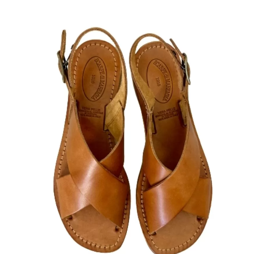 Donna CAMARRI CALZATURE Scarpe Donna | Sandalo In Pelle Cuoio Bruciato Mod. 9901