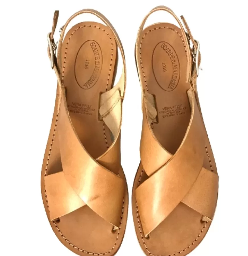 Donna CAMARRI CALZATURE Scarpe Donna | Sandalo In Pelle Cuoio Bruciato Mod. 9901