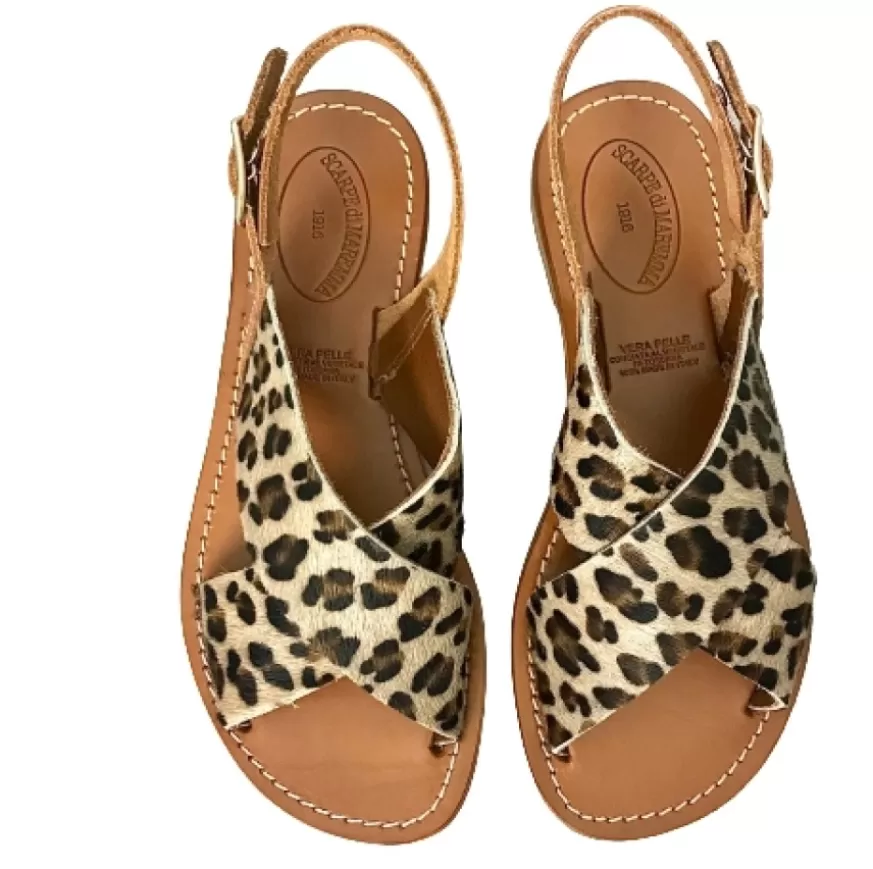 Donna CAMARRI CALZATURE Scarpe Donna | Sandalo In Pelle E Cavallino Leopardato Mod. Lara