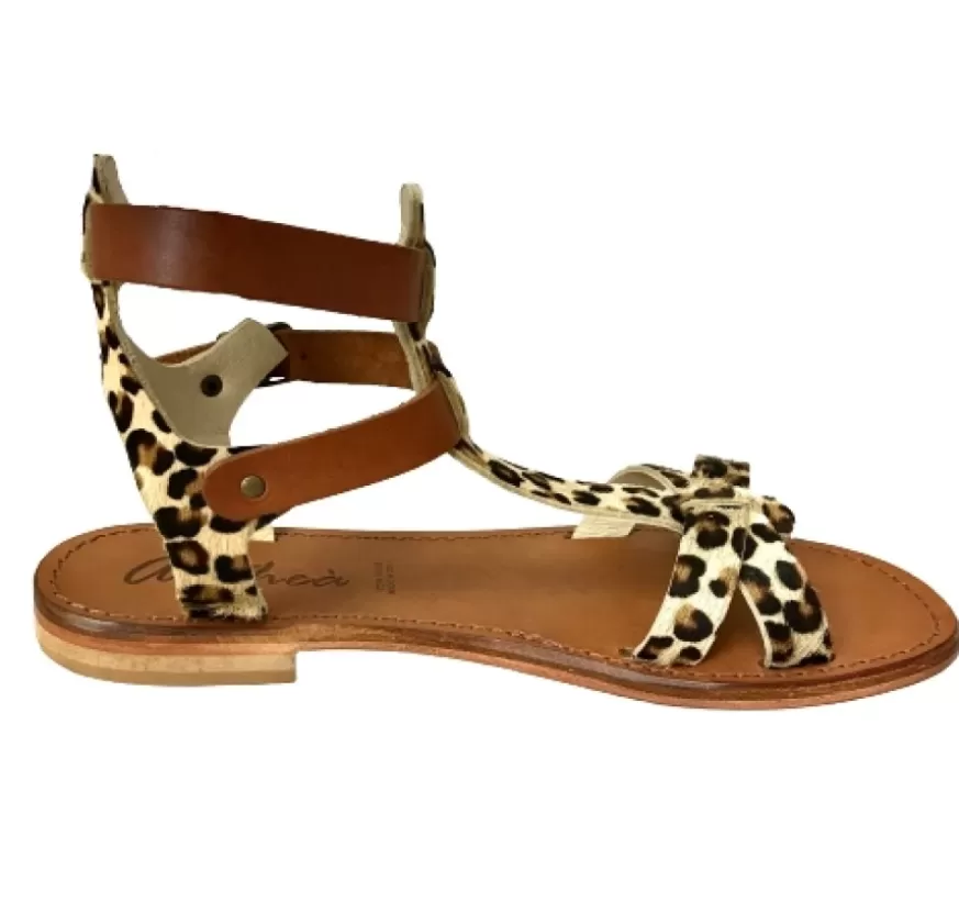 Donna CAMARRI CALZATURE Scarpe Donna | Sandalo In Pelle E Cavallino Leopardato Mod.C13