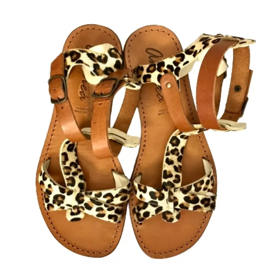 Donna CAMARRI CALZATURE Scarpe Donna | Sandalo In Pelle E Cavallino Leopardato Mod.C13