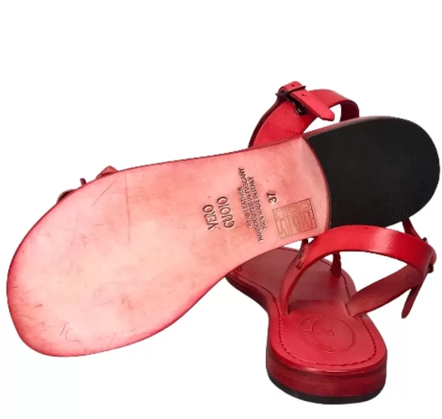 Donna CAMARRI CALZATURE Scarpe Donna | Sandalo In Pelle Rosso Mod. Fiorenza