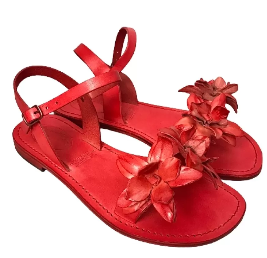 Donna CAMARRI CALZATURE Scarpe Donna | Sandalo In Pelle Rosso Mod. Fiorenza