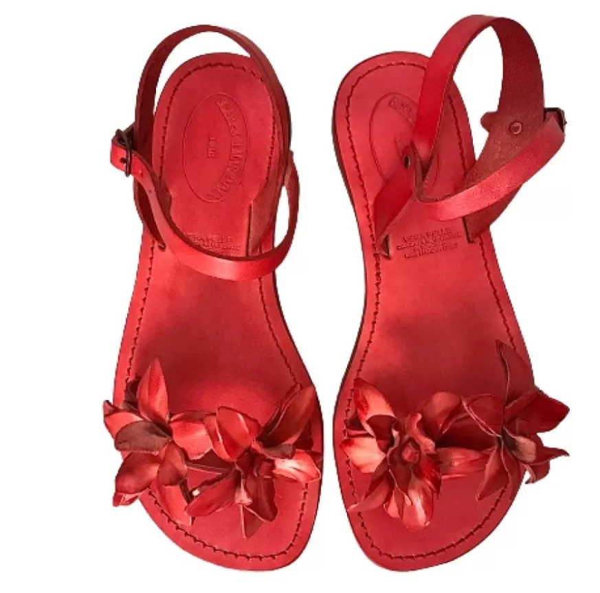Donna CAMARRI CALZATURE Scarpe Donna | Sandalo In Pelle Rosso Mod. Fiorenza