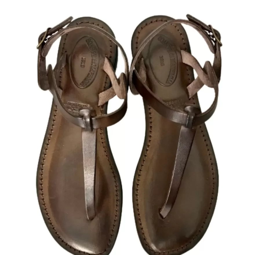 Donna CAMARRI CALZATURE Scarpe Donna | Sandalo In Pelle Testa Di Moro Infradito Mod. 9915