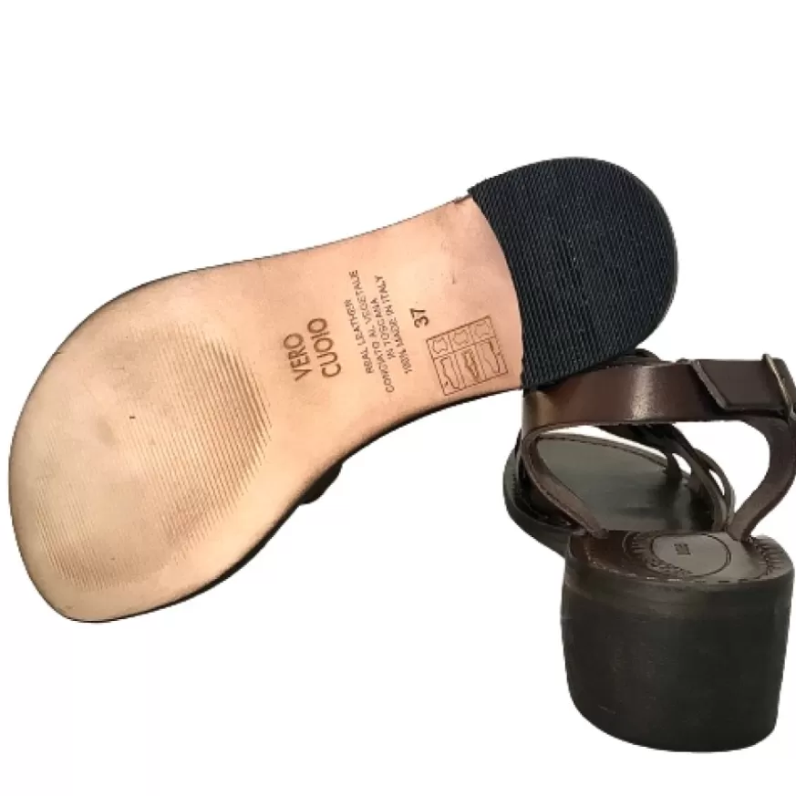 Donna CAMARRI CALZATURE Scarpe Donna | Sandalo In Pelle Testa Di Moro Mod. 5112