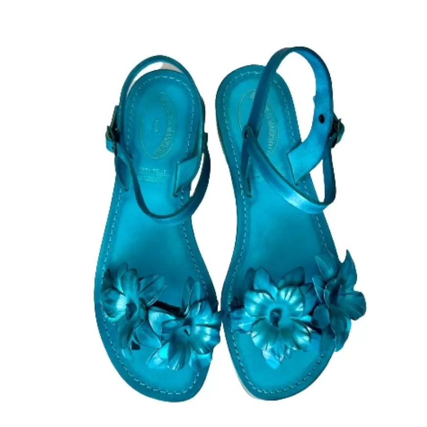 Donna CAMARRI CALZATURE Scarpe Donna | Sandalo In Pelle Turchese Mod. Fiorenza