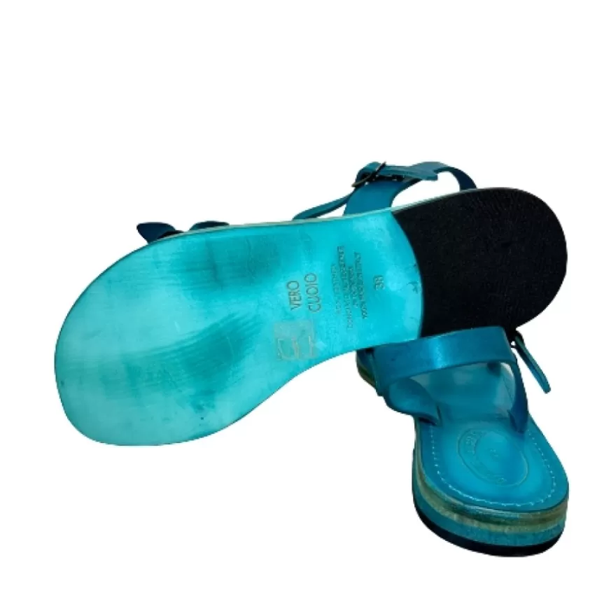 Donna CAMARRI CALZATURE Scarpe Donna | Sandalo In Pelle Turchese Mod. Fiorenza