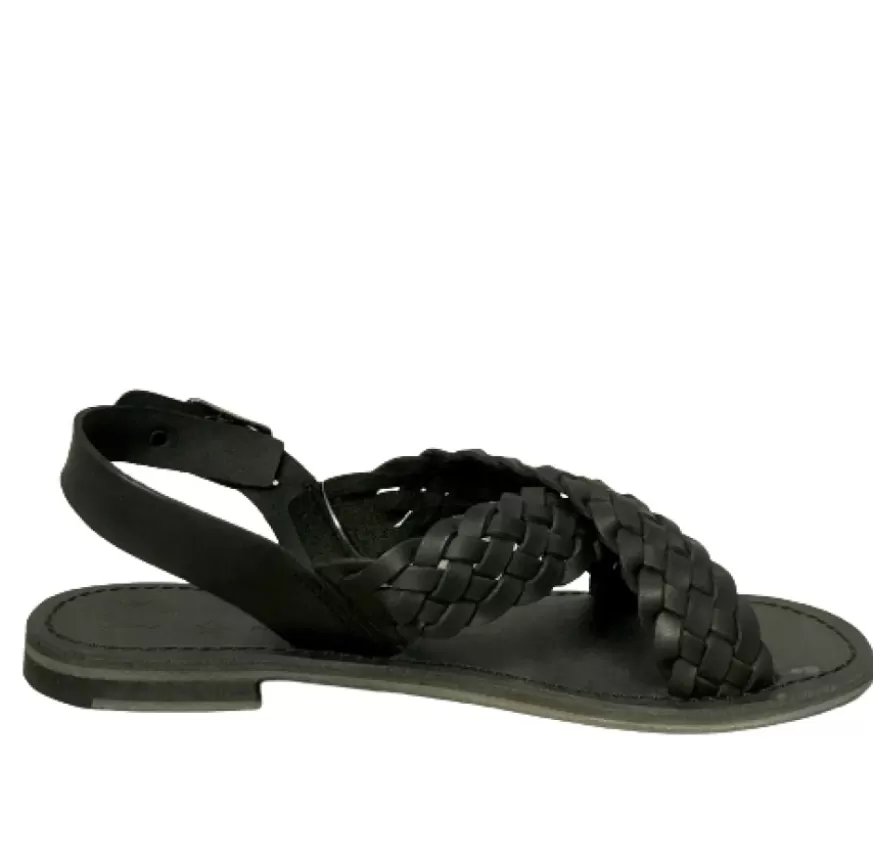 Donna CAMARRI CALZATURE Scarpe Donna | Sandalo Nero In Pelle Intrecciata A Mano Mod. 9923