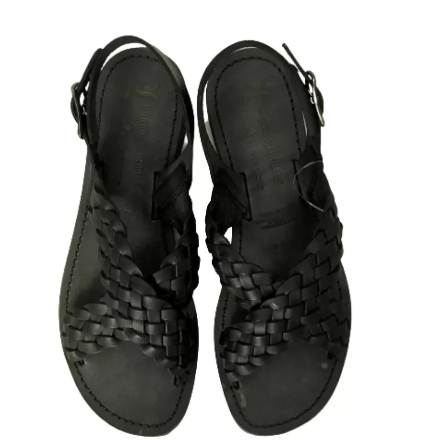 Donna CAMARRI CALZATURE Scarpe Donna | Sandalo Nero In Pelle Intrecciata A Mano Mod. 9923