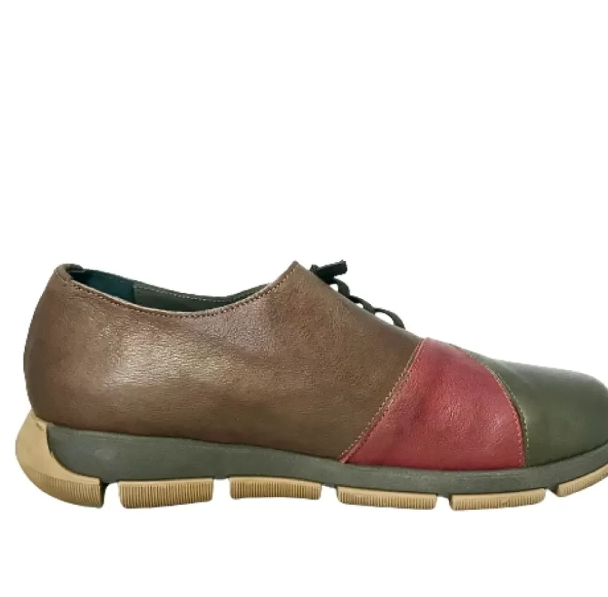 Donna CAMARRI CALZATURE Scarpe Donna | Sneaker Artigianale Verde/Bordeaux/Tabacco