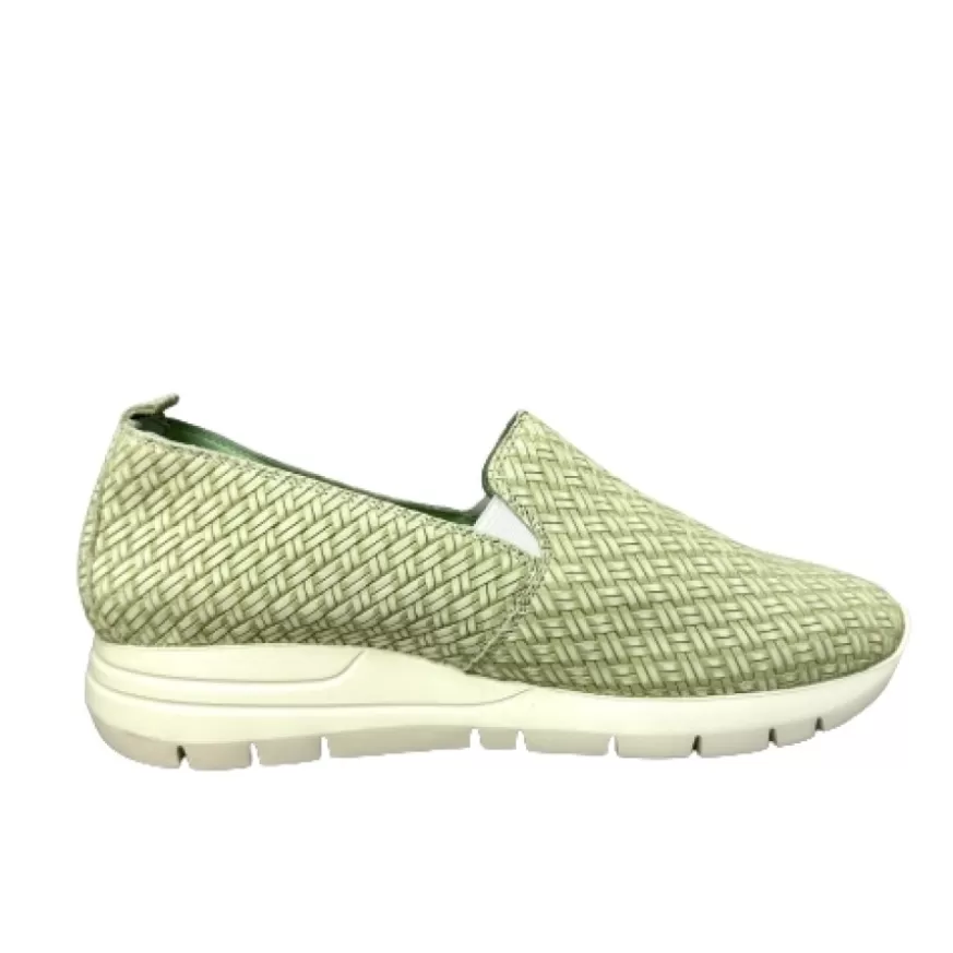Donna CAMARRI CALZATURE Scarpe Donna | Sneakers Artigianale A Mocassino Effetto Intreccio Verde