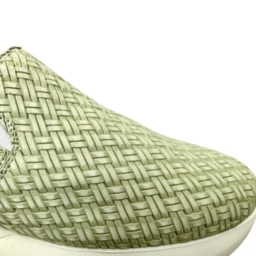 Donna CAMARRI CALZATURE Scarpe Donna | Sneakers Artigianale A Mocassino Effetto Intreccio Verde