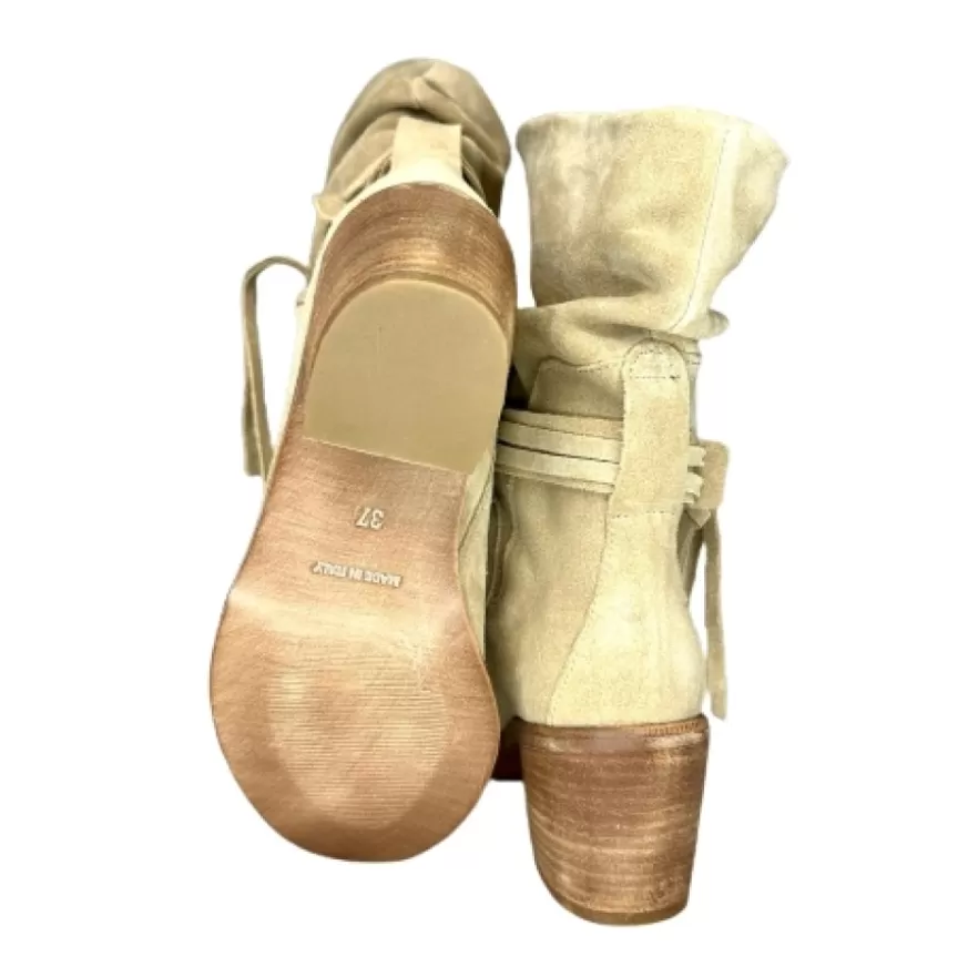 Donna CAMARRI CALZATURE Scarpe Donna | Stivale Artigianale Arricciato In Camoscio Taupe