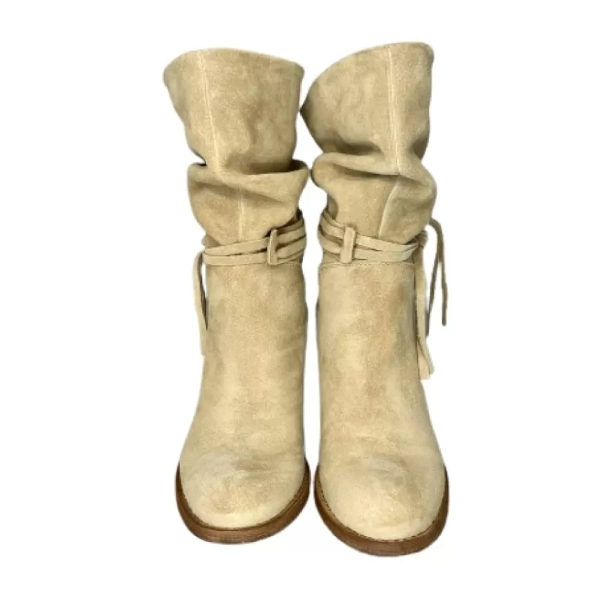 Donna CAMARRI CALZATURE Scarpe Donna | Stivale Artigianale Arricciato In Camoscio Taupe