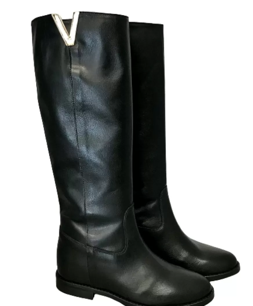 Donna CAMARRI CALZATURE Scarpe Donna | Stivale Artigianale Nero Con Zeppa Interna