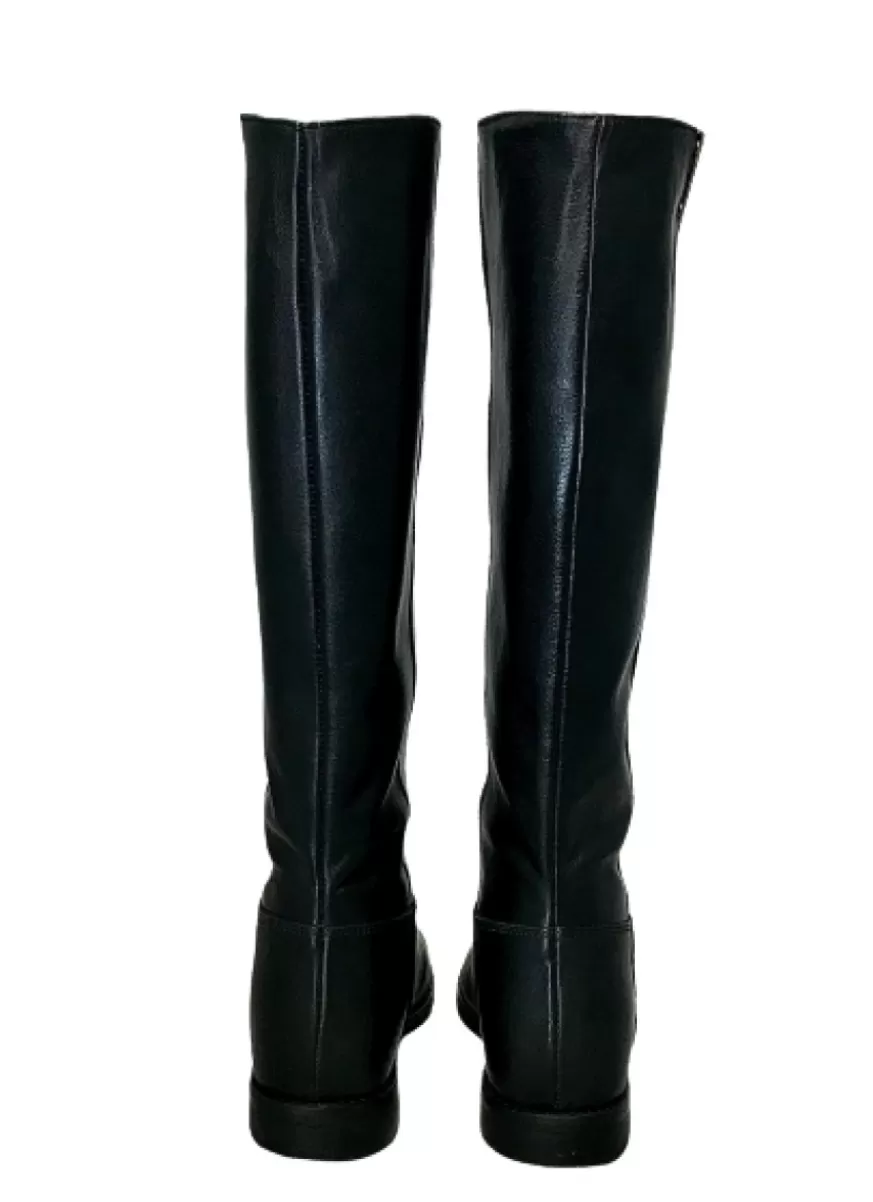 Donna CAMARRI CALZATURE Scarpe Donna | Stivale Artigianale Nero Con Zeppa Interna