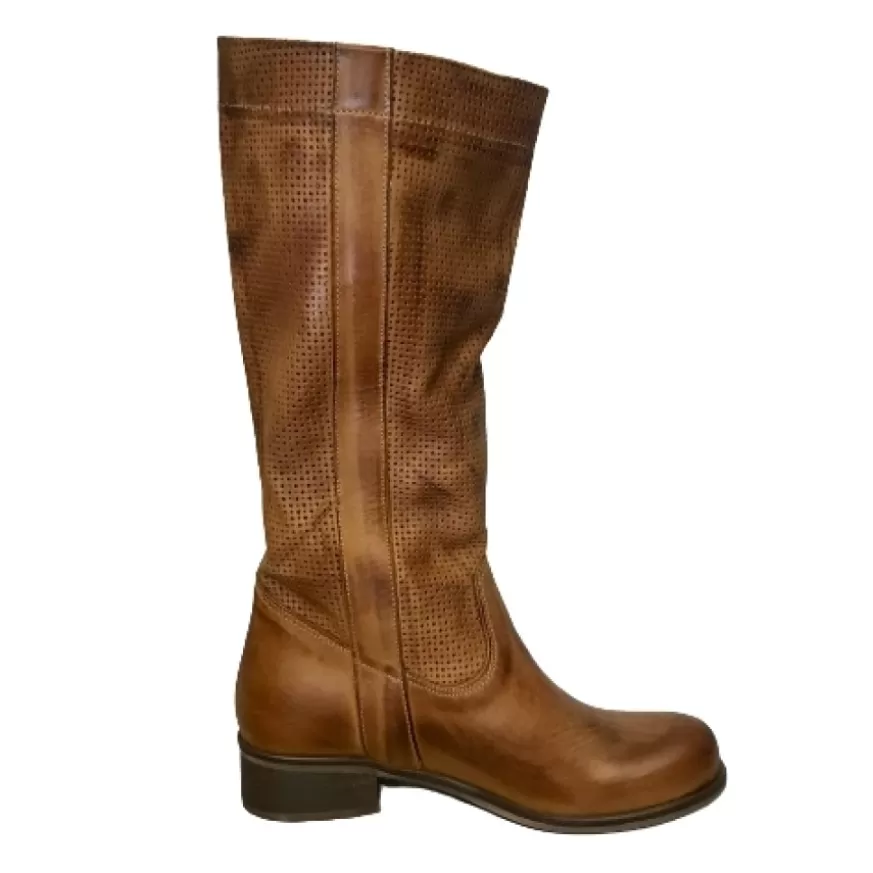 Donna CAMARRI CALZATURE Scarpe Donna | Stivale Artigianale Sfumato Cuoio Forato