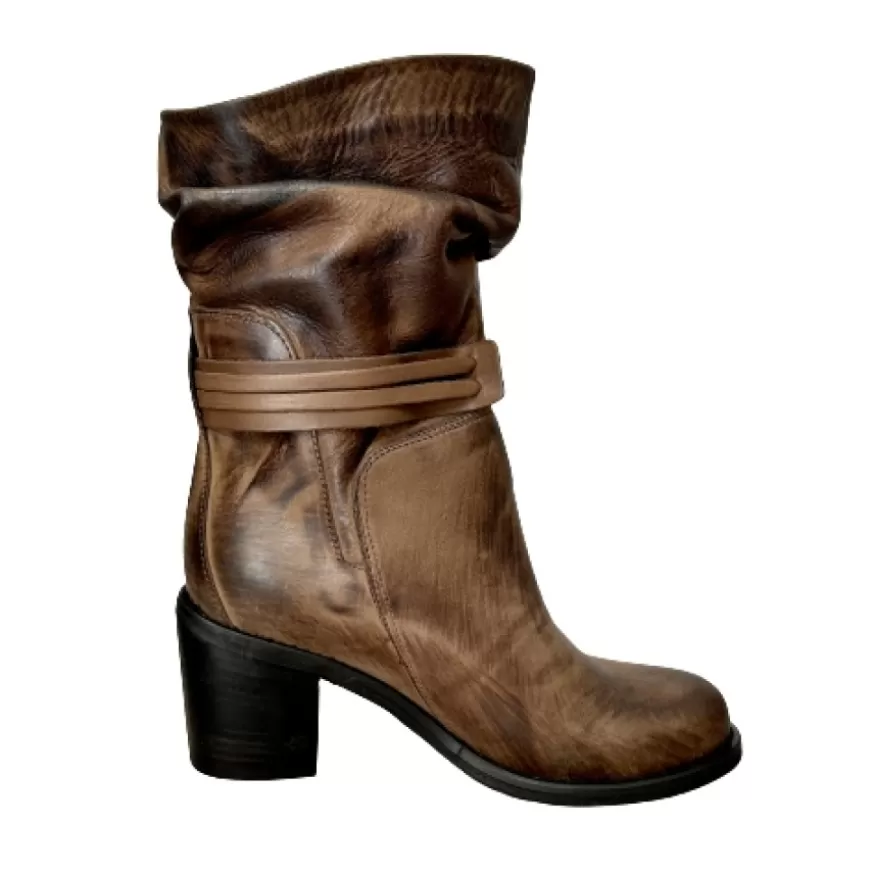 Donna CAMARRI CALZATURE Scarpe Donna | Stivale Artigianale Spazzolato Testa Di Moro