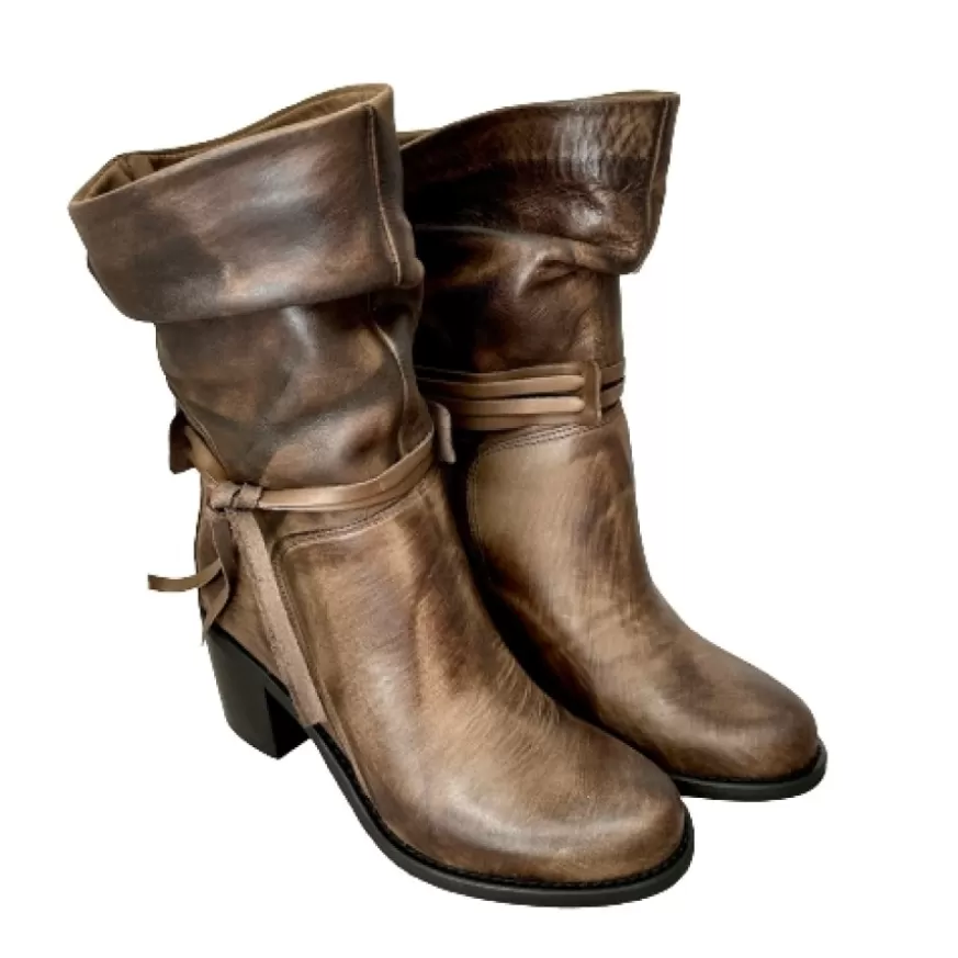 Donna CAMARRI CALZATURE Scarpe Donna | Stivale Artigianale Spazzolato Testa Di Moro