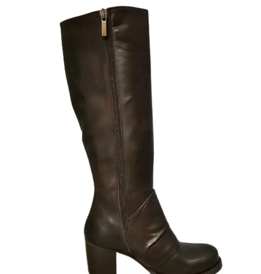Donna CAMARRI CALZATURE Scarpe Donna | Stivale Artigianale Testa Di Moro Con Cerniera