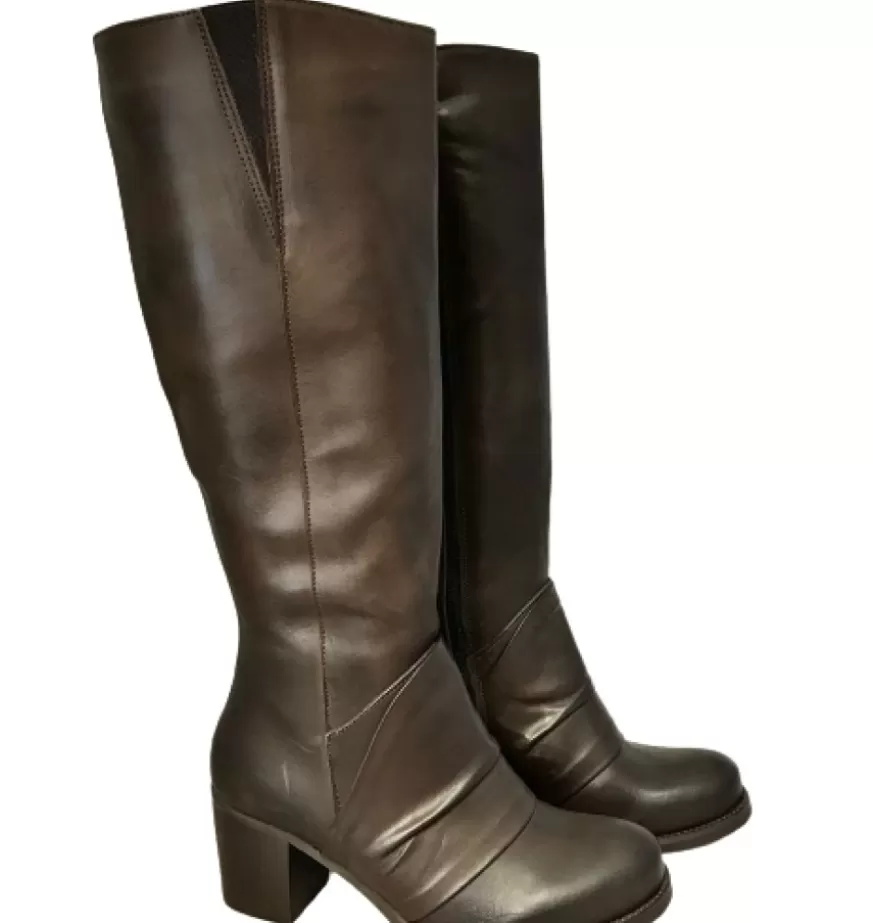 Donna CAMARRI CALZATURE Scarpe Donna | Stivale Artigianale Testa Di Moro Con Cerniera
