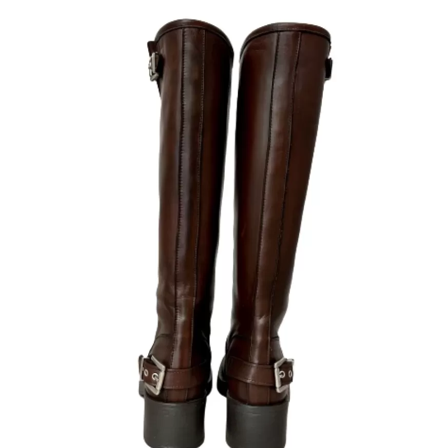 Donna CAMARRI CALZATURE Scarpe Donna | Stivale Biker Con Fibbie E Punta Squadrata Marrone