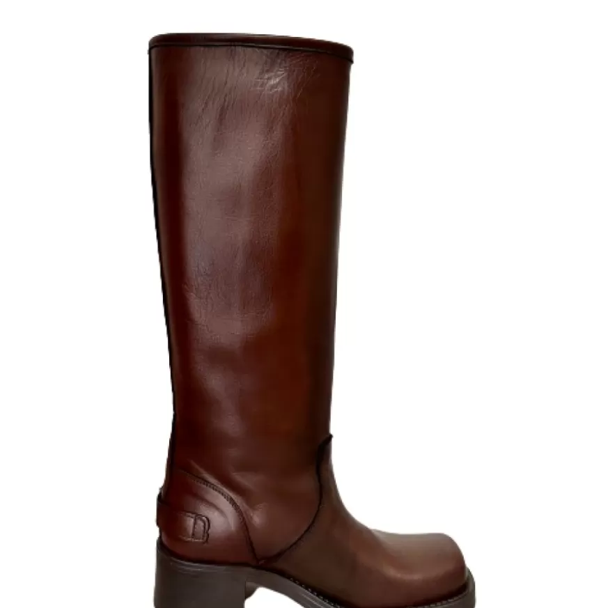 Donna CAMARRI CALZATURE Scarpe Donna | Stivale Biker Con Fibbie E Punta Squadrata Marrone