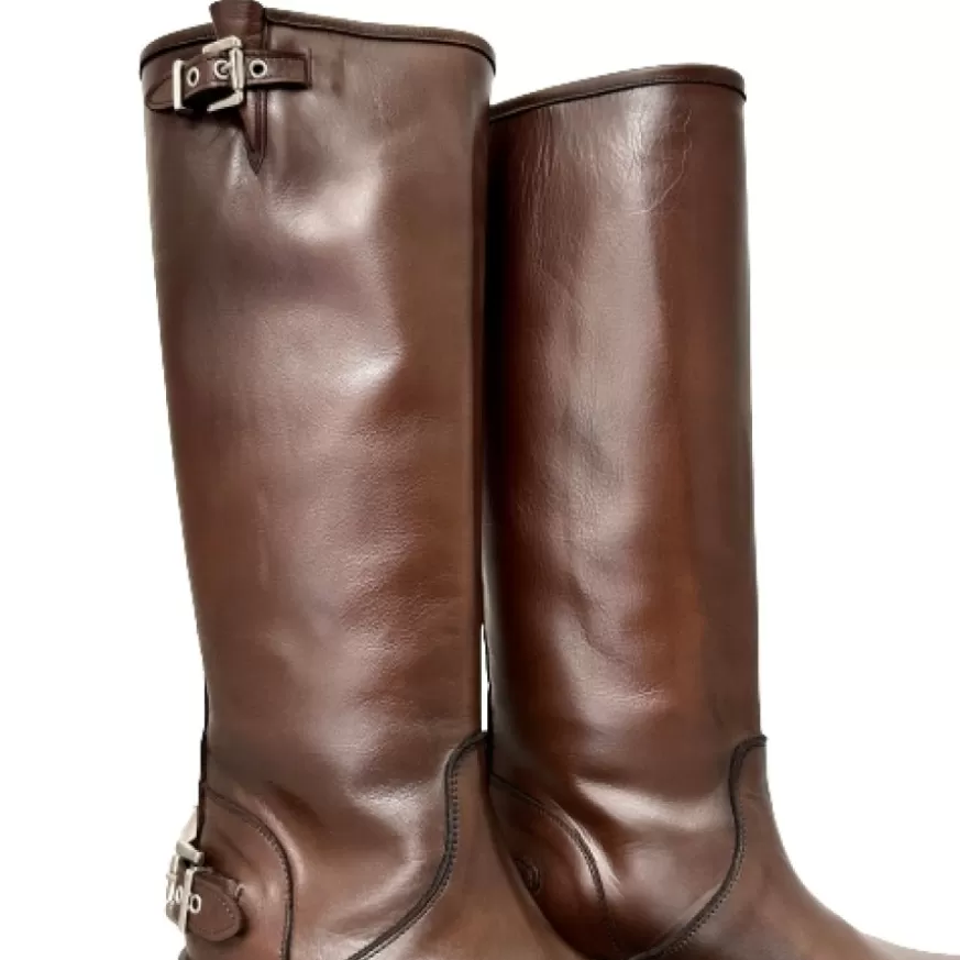 Donna CAMARRI CALZATURE Scarpe Donna | Stivale Biker Con Fibbie E Punta Squadrata Marrone