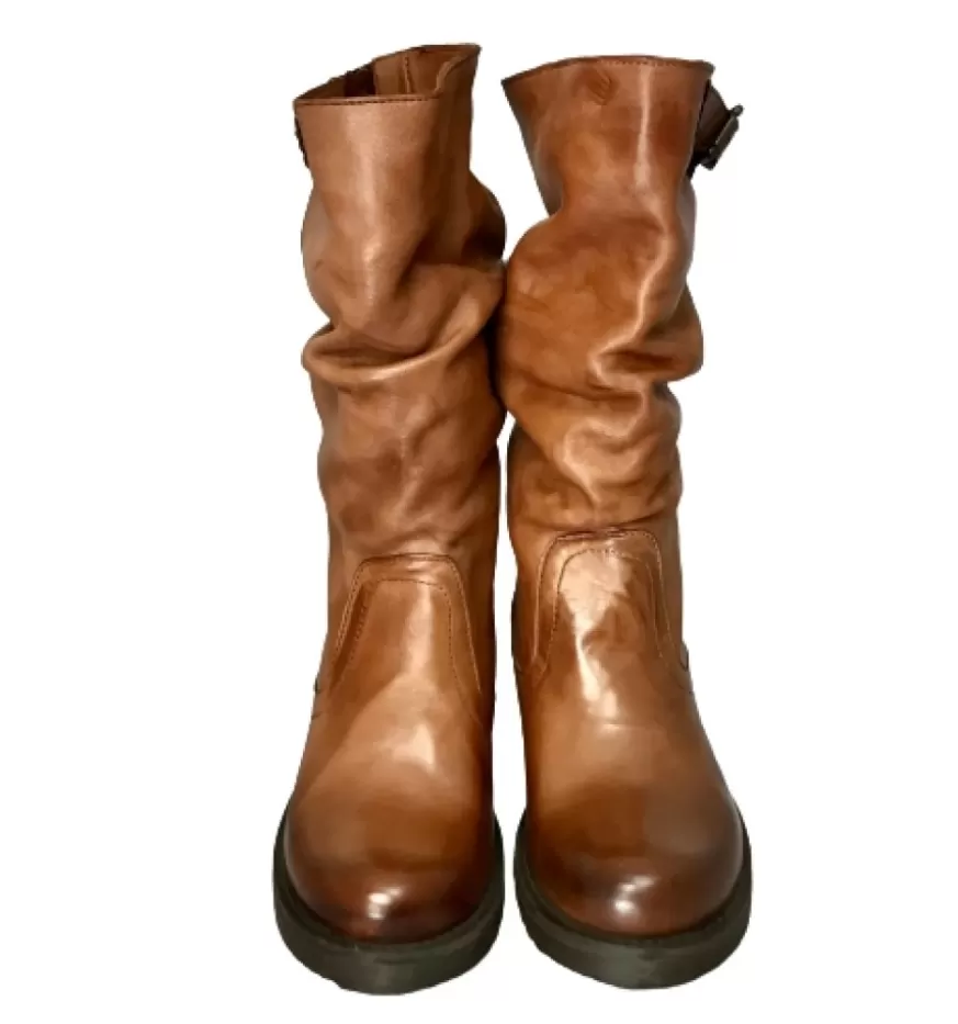 Donna CAMARRI CALZATURE Scarpe Donna | Stivale Medio In Pelle Artigianale Cuoio