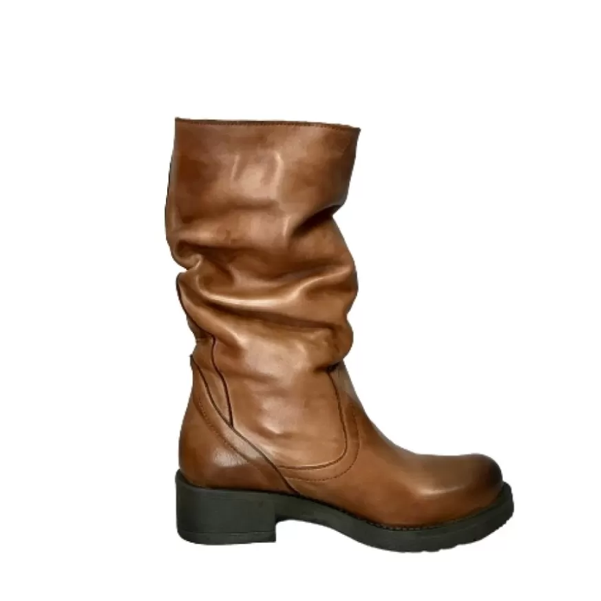 Donna CAMARRI CALZATURE Scarpe Donna | Stivale Medio In Pelle Artigianale Cuoio