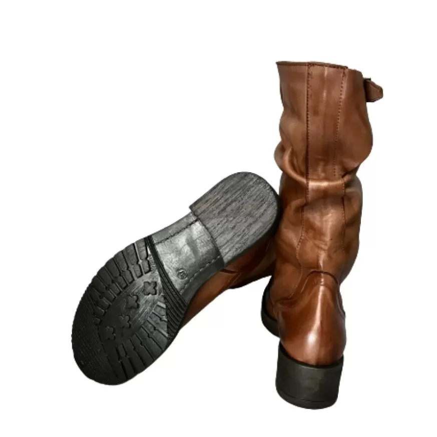 Donna CAMARRI CALZATURE Scarpe Donna | Stivale Medio In Pelle Artigianale Cuoio