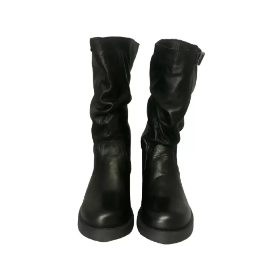 Donna CAMARRI CALZATURE Scarpe Donna | Stivale Medio In Pelle Artigianale Nero