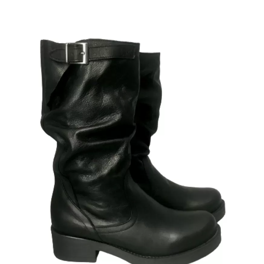 Donna CAMARRI CALZATURE Scarpe Donna | Stivale Medio In Pelle Artigianale Nero