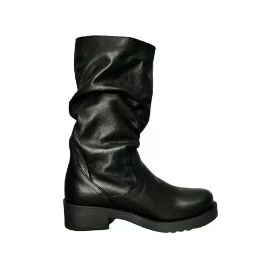 Donna CAMARRI CALZATURE Scarpe Donna | Stivale Medio In Pelle Artigianale Nero