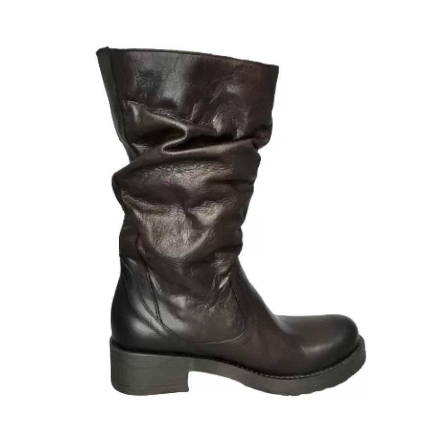 Donna CAMARRI CALZATURE Scarpe Donna | Stivale Medio In Pelle Artigianale Testa Di Moro