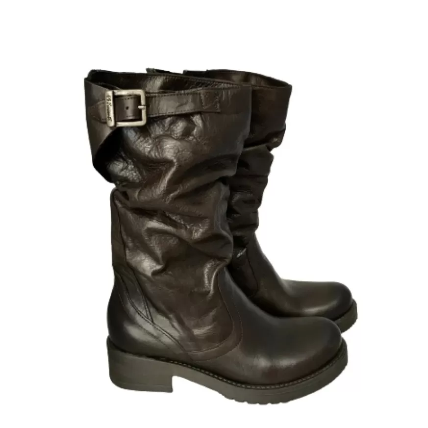 Donna CAMARRI CALZATURE Scarpe Donna | Stivale Medio In Pelle Artigianale Testa Di Moro