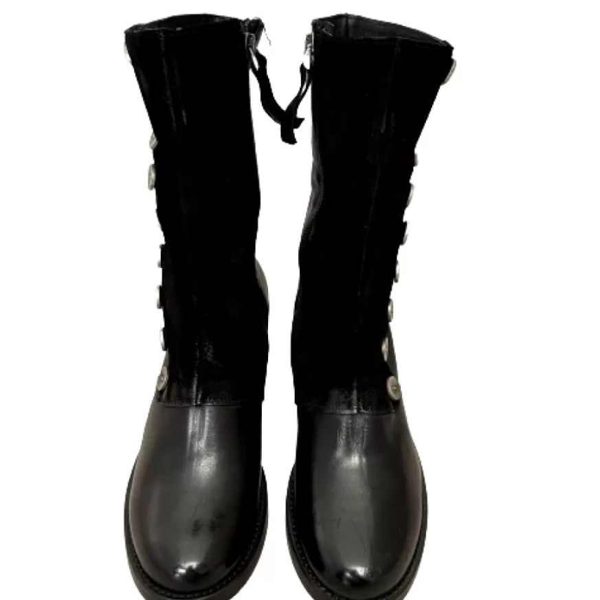 Donna CAMARRI CALZATURE Scarpe Donna | Stivaletto Nero In Pelle Con Bottoni Camarri 1916