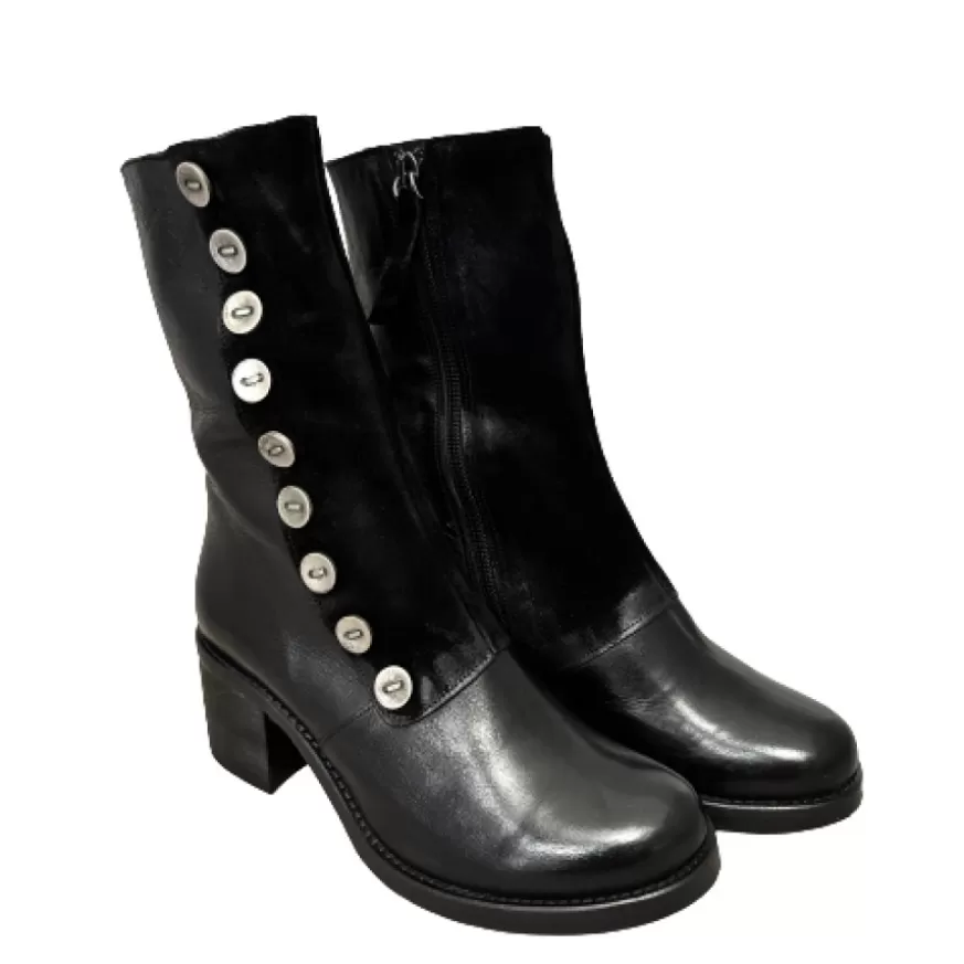 Donna CAMARRI CALZATURE Scarpe Donna | Stivaletto Nero In Pelle Con Bottoni Camarri 1916