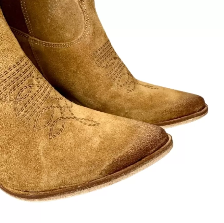 Donna CAMARRI CALZATURE Scarpe Donna | Texano Artigianale In Camoscio Laserato Cuoio