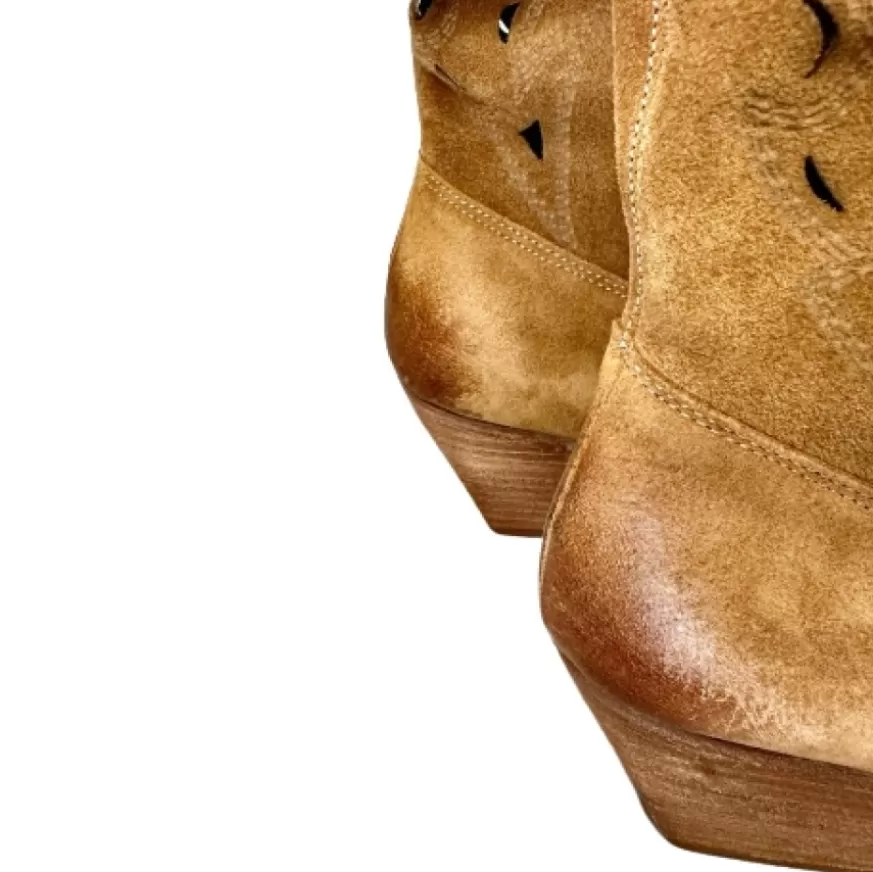 Donna CAMARRI CALZATURE Scarpe Donna | Texano Artigianale In Camoscio Laserato Cuoio