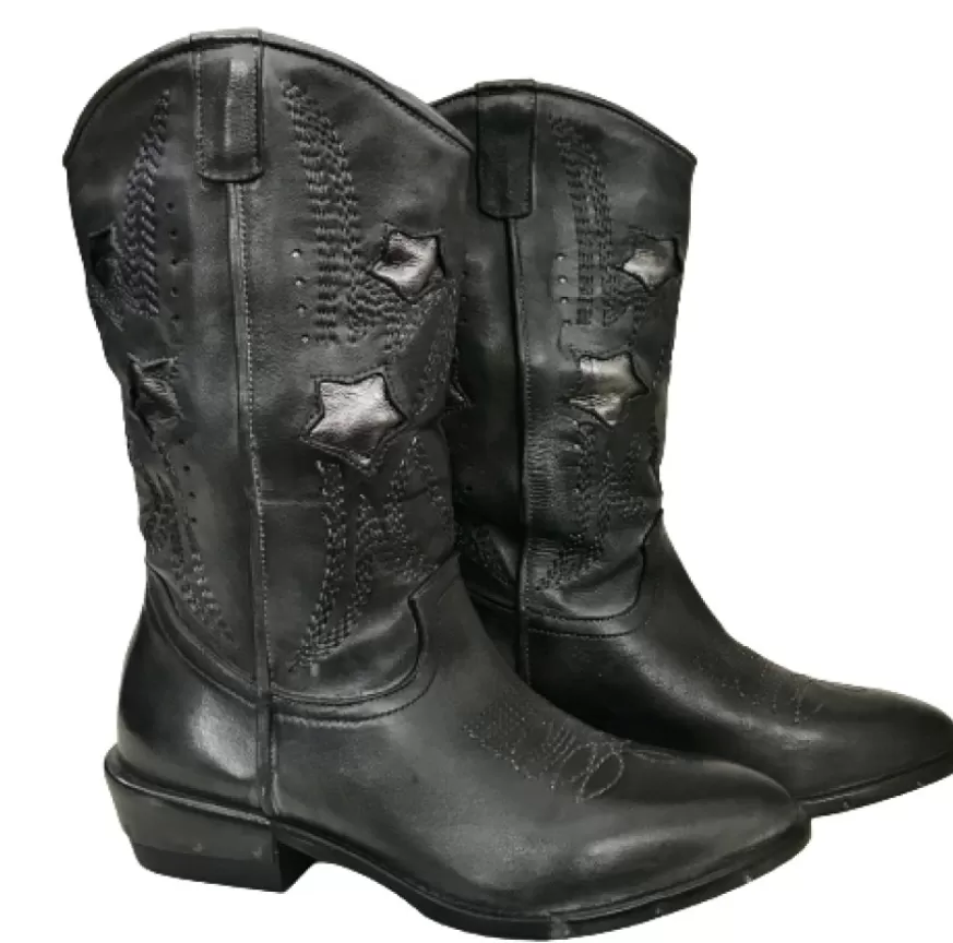 Donna CAMARRI CALZATURE Scarpe Donna | Texano Artigianale In Pelle Antracite Medio