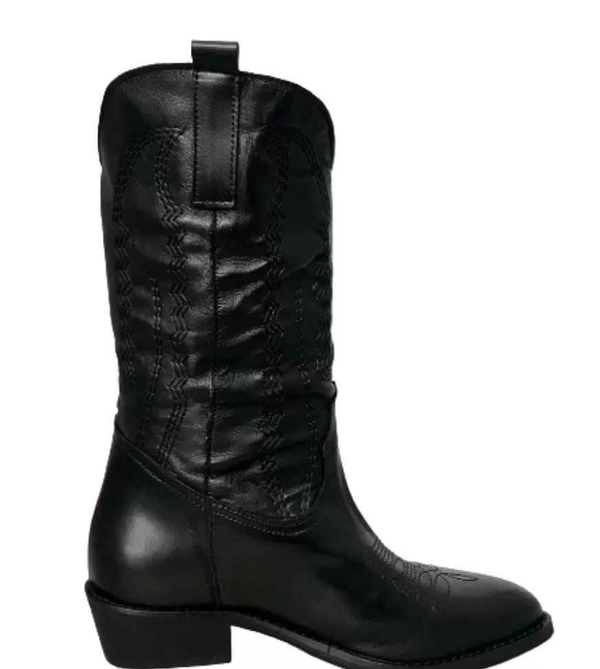 Donna CAMARRI CALZATURE Scarpe Donna | Texano Artigianale In Pelle Nera Basso