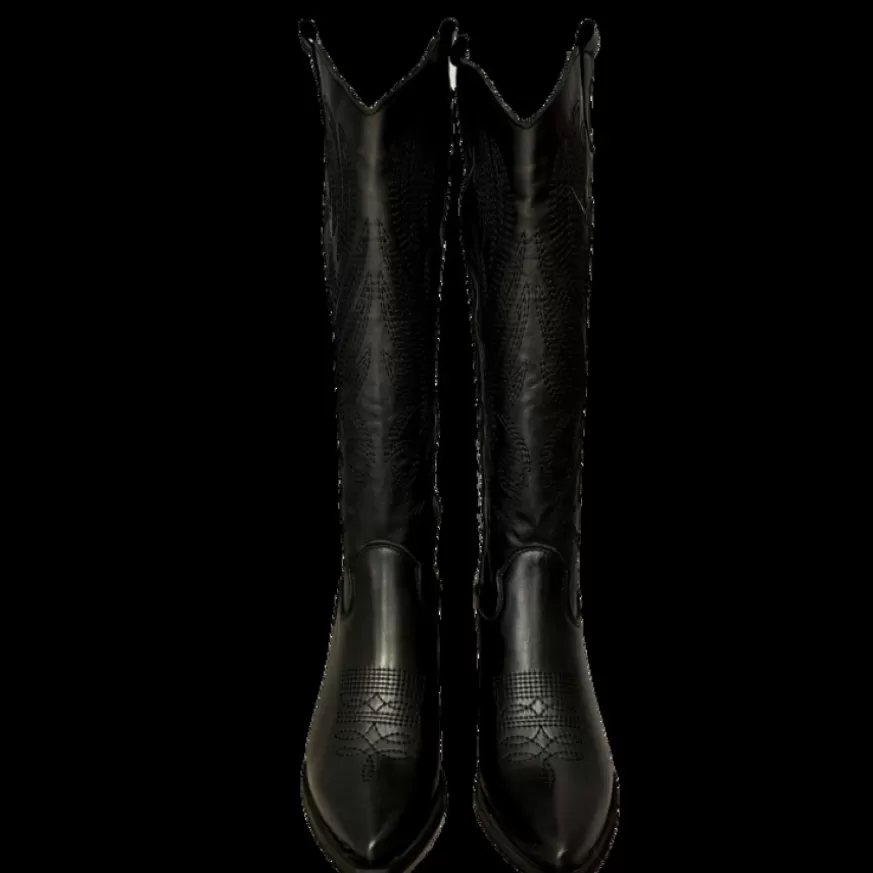 Donna CAMARRI CALZATURE Scarpe Donna | Texano Artigianale In Pelle Ricamato Nero Alto