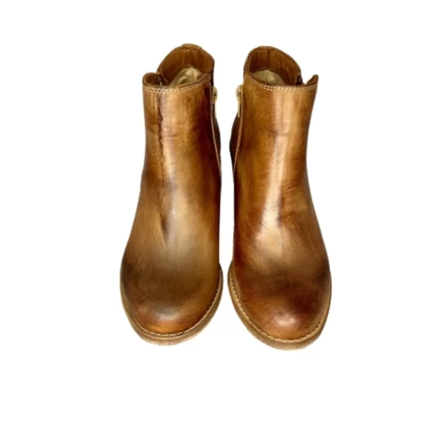 Donna CAMARRI CALZATURE Scarpe Donna | Tronchetto Color Cuoio Spazzolato Con Cerniera