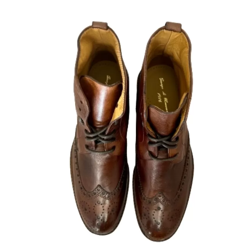 Uomo CAMARRI CALZATURE Scarpe Uomo | Anfibio Artigianale In Bufalo Tuffato Marrone