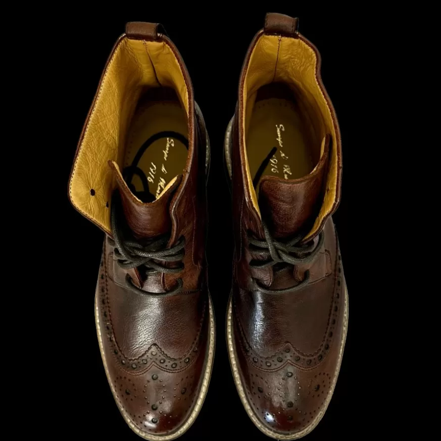 Uomo CAMARRI CALZATURE Scarpe Uomo | Anfibio Artigianale In Bufalo Tuffato Marrone
