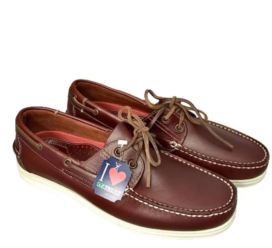 Uomo CAMARRI CALZATURE Scarpe Uomo | Barca Artigianale In Pelle Marrone Soldini