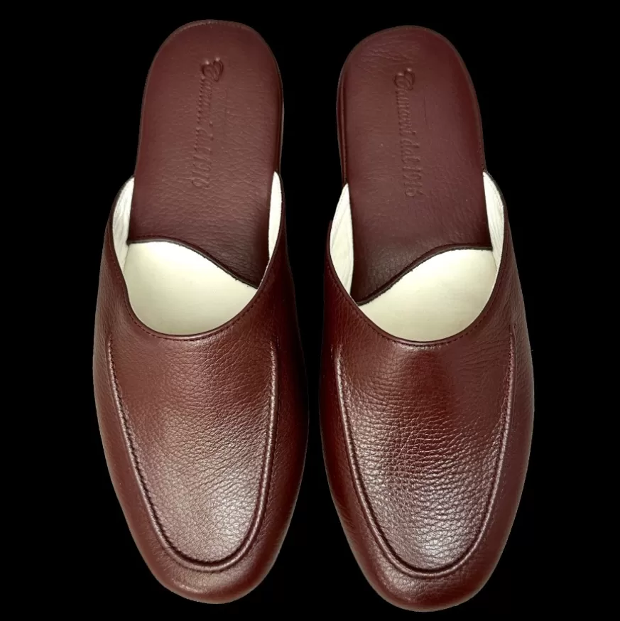 Uomo CAMARRI CALZATURE Scarpe Uomo | Ciabatta / Scendiletto In Pelle Bordeaux